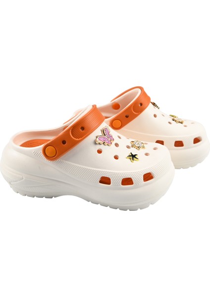 Taşlı Süslü Kelebekli Fiyonklu Yüksek Topuk Hafif Rahat Crocs Terlik
