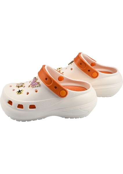 Taşlı Süslü Kelebekli Fiyonklu Yüksek Topuk Hafif Rahat Crocs Terlik