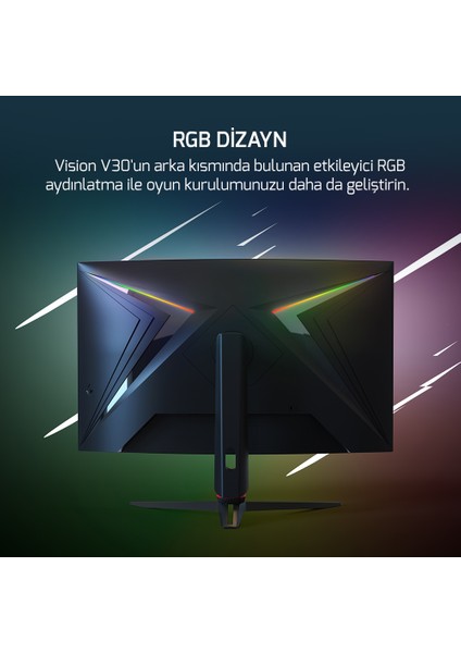 GamePower 32'' Vision V30 Curved 1000R RGB 240Hz 1ms 2K (QHD) , Kvm, Speaker, Type C Gaming Monitör (Sıfır Ölü Piksel Garantili)