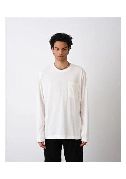 0 Yaka Tek Cep Oversize Erkek Sweatshırt