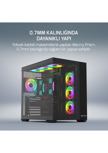 GamePower Warcry Prism 4xARGB Fan Cam ATX Gaming Kasa