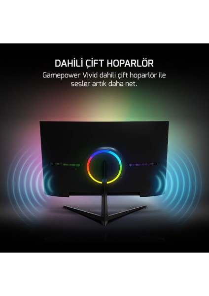 GamePower Vivid T40 24'' Curved RGB 180Hz 0.5ms FHD Va Panel 2x2W Speaker Gaming Monitör (Sıfır Ölü Piksel Garantili)