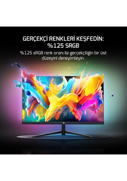 GamePower Vivid T40 24'' Curved RGB 180Hz 0.5ms FHD Va Panel 2x2W Speaker Gaming Monitör (Sıfır Ölü Piksel Garantili)