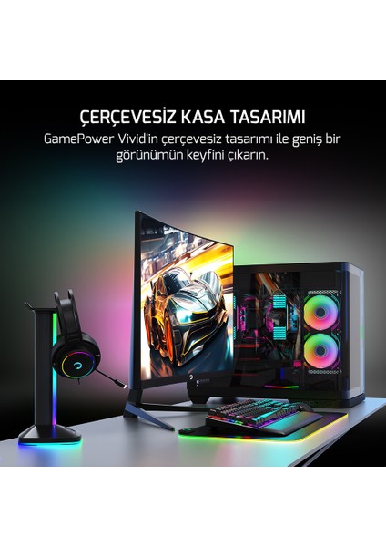 GamePower Vivid T40 24'' Curved RGB 180Hz 0.5ms FHD Va Panel 2x2W Speaker Gaming Monitör (Sıfır Ölü Piksel Garantili)