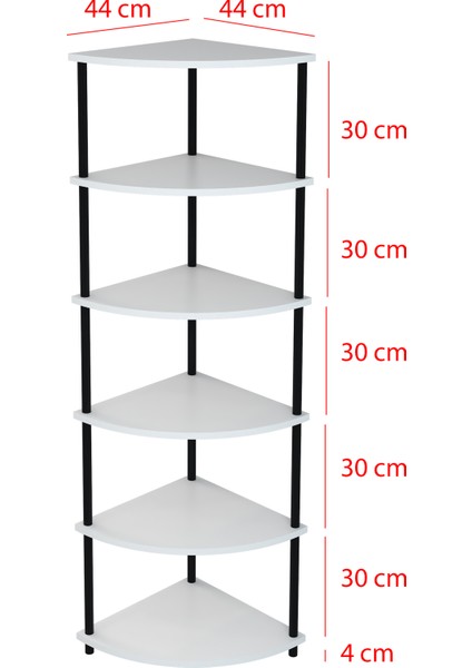 6 Raflı Köşe Üçgen Tasarım Kitaplık Çevir Tak  Ofis Salon Kitaplığı Köşe Raf Modern Şık Tasarım