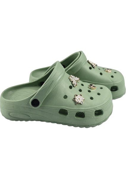 Taşlı Süslü Kelebekli Hafif Rahat Sandalet Crocs Terlik