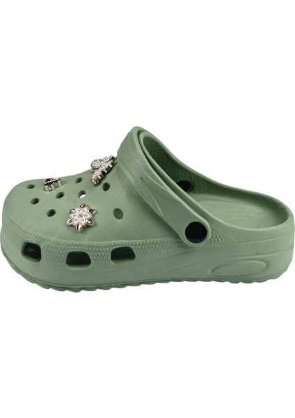 Taşlı Süslü Kelebekli Hafif Rahat Sandalet Crocs Terlik