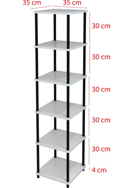 6 Raflı Kare Tasarım Kitaplık Çevir Tak  Ofis Salon Kitaplığı Dekoratif Şık Tasarım