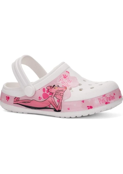 Kız Çocuk Crocs Modeli Pink Panter Desenli Kaymaz Taban Plaj Havuz Deniz Sandalet Terlik