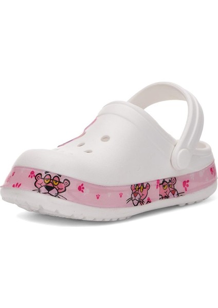 Kız Çocuk Crocs Modeli Pink Panter Desenli Kaymaz Taban Plaj Havuz Deniz Sandalet Terlik