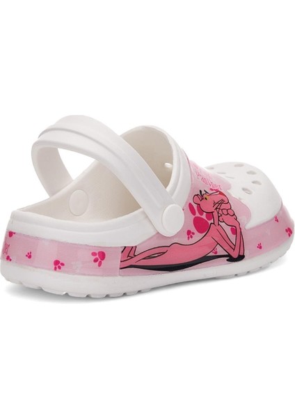 Kız Çocuk Crocs Modeli Pink Panter Desenli Kaymaz Taban Plaj Havuz Deniz Sandalet Terlik