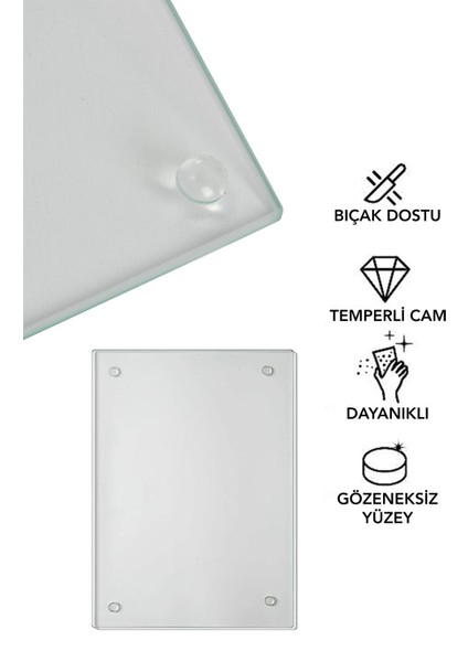 Renkli Ağaçlar Cam Kesme Tahtası, Silikon Ayaklı, Sunum Kesim Doğrama Tablası, Temperli ve Rodajlı fırsatları