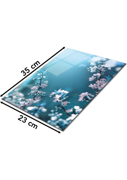 Beyaz Çiçekler Cam Kesme Tahtası, Silikon Ayaklı, Sunum Kesim Doğrama Tablası, Temperli ve Rodajlı fiyatları