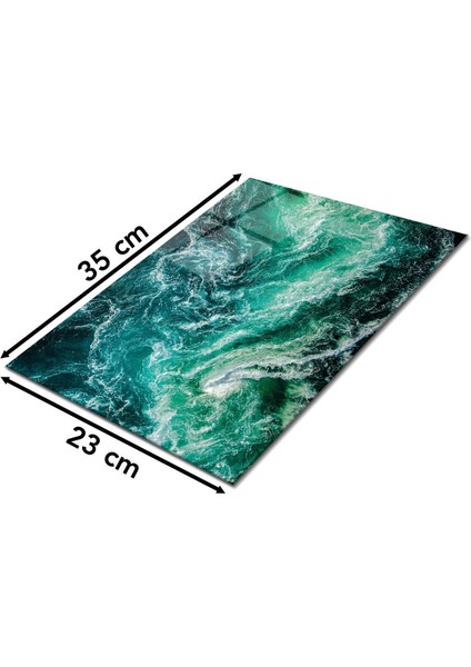 Okyanus Dalgası Cam Kesme Tahtası, Silikon Ayaklı, Sunum Kesim Doğrama Tablası, Temperli ve Rodajlı fiyatları