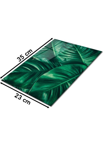Büyük Yapraklar Cam Kesme Tahtası, Silikon Ayaklı, Sunum Kesim Doğrama Tablası, Temperli ve Rodajlı fiyatları