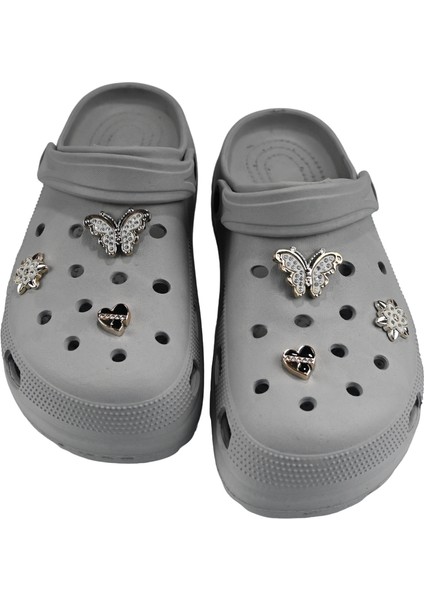 Taşlı Süslü Kelebekli Hafif Rahat Sandalet Crocs Terlik