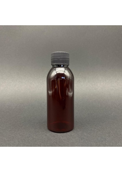 100 cc Amber Plastik Sert Şişe - Siyah Kapaklı- 100ML Kahverengi Plastik Şişe - x 10 Adet