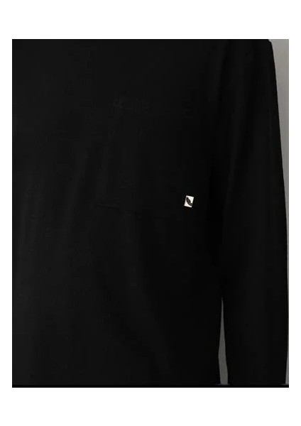 0 Yaka Tek Cep Oversize Erkek Sweatshırt