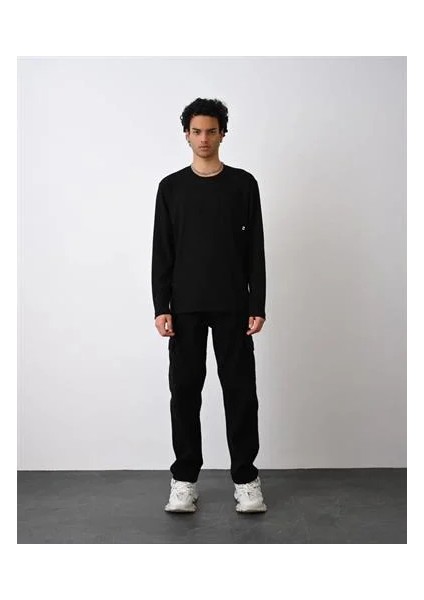 0 Yaka Tek Cep Oversize Erkek Sweatshırt