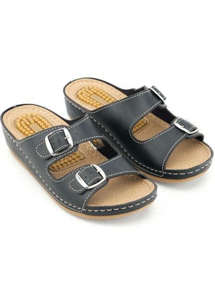 Yazlık Jelli Rahat Taban Suni Deri Iki Toka Ayarlanabilir Kadın Günlük Terlik modelleri