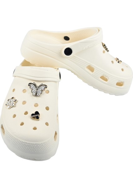Taşlı Süslü Kelebekli Hafif Rahat Sandalet Crocs Terlik