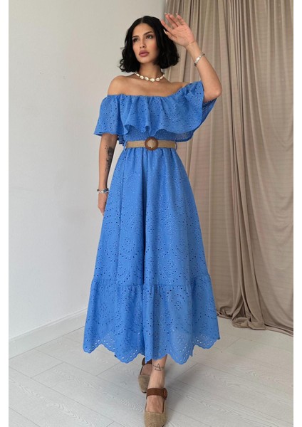 Omuz Lastikli Brode Elbise