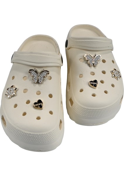 Taşlı Süslü Kelebekli Hafif Rahat Sandalet Crocs Terlik