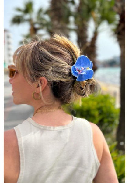 Orkide Çiçekli Aloha Büyük Mandal Toka
