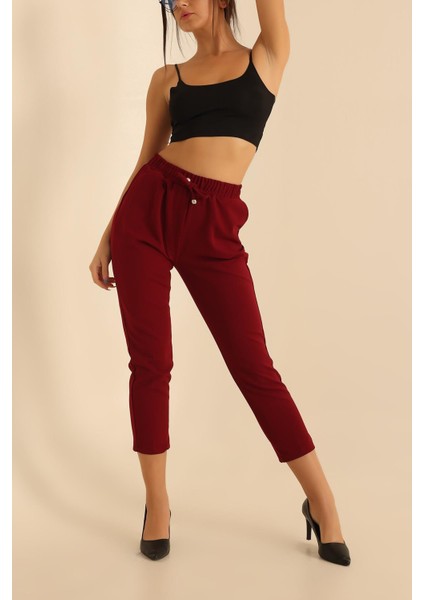 Kadın Beli Lastikli Cepli Havuç Kalıp Pantolon