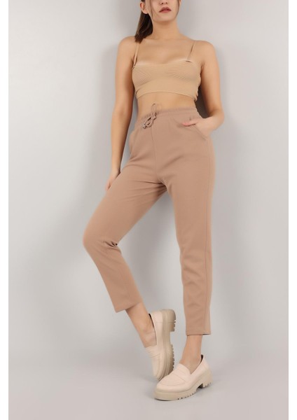 Kadın Beli Lastikli Cepli Havuç Kalıp Pantolon