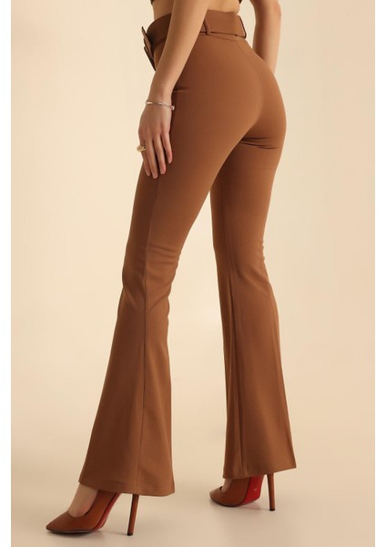 Kadın Kemerli Ispanyol Paça Yüksek Bel Pantolon fiyatları