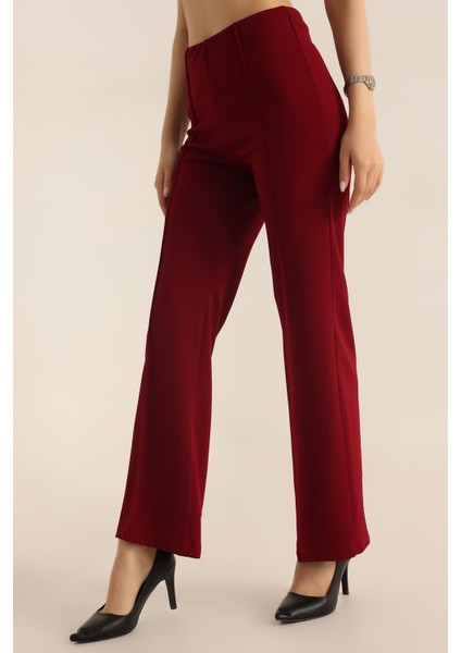 Kadın Çimalı Likralı Yüksek Bel Ispanyol Paça Pantolon modelleri