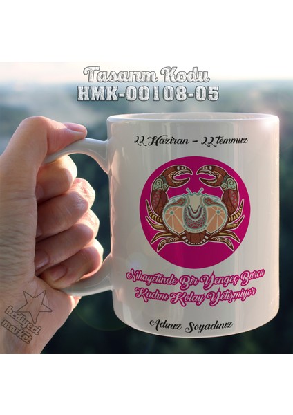 Yengeç Burcu Kadınına Özel Beyaz Kupa Bardak - HMK-00108-05 modelleri