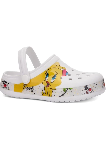 Kız Çocuk Crocs Modeli Tweety Desenli Kaymaz Taban Plaj Havuz Deniz Sandalet Terlik