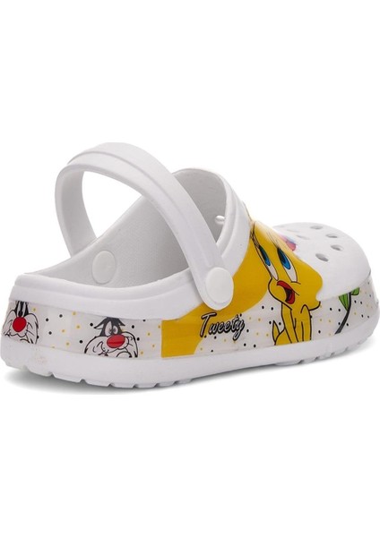 Kız Çocuk Crocs Modeli Tweety Desenli Kaymaz Taban Plaj Havuz Deniz Sandalet Terlik