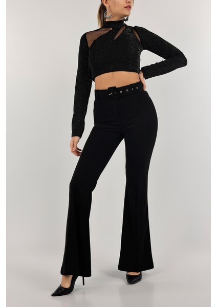 Kadın Kemerli Ispanyol Paça Yüksek Bel Pantolon fiyatları