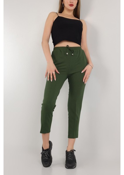 Kadın Beli Lastikli Cepli Havuç Kalıp Pantolon