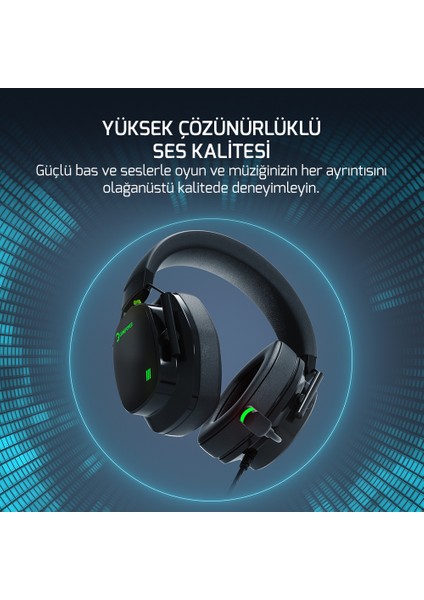 Kai Titanium x Siyah Manyetik Pad Gaming Kulaklık