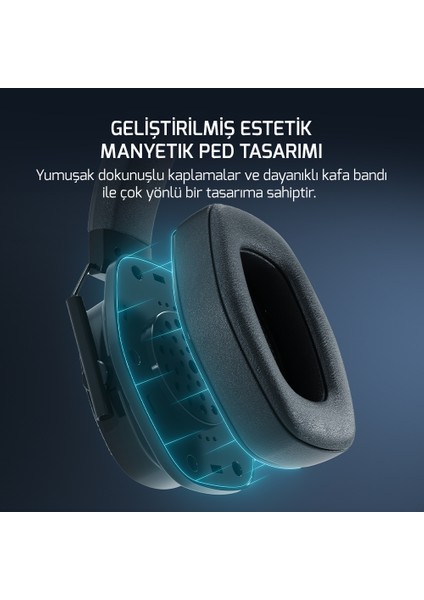 Kai Titanium x Siyah Manyetik Pad Gaming Kulaklık