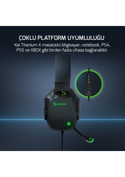 Kai Titanium x Siyah Manyetik Pad Gaming Kulaklık