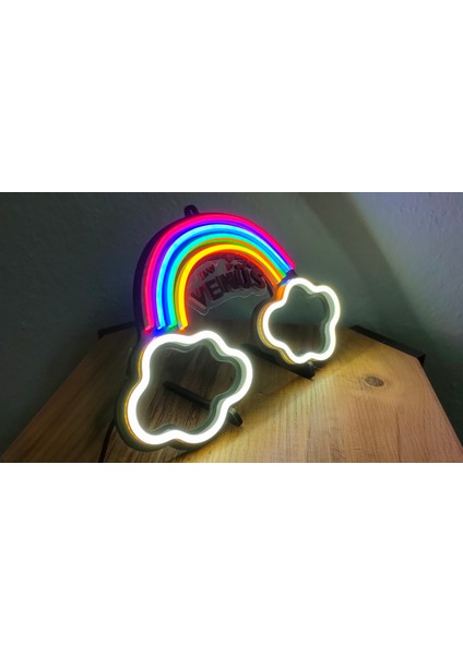 Isimli Gökkuşağı Neon LED / Gece Lambası / Rainbow Dekoratif Lamba / Işıklı Bulut / Ambians Işığı