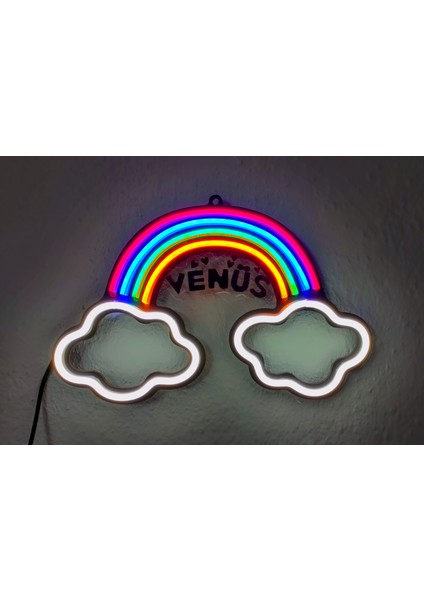 Isimli Gökkuşağı Neon LED / Gece Lambası / Rainbow Dekoratif Lamba / Işıklı Bulut / Ambians Işığı fırsatları