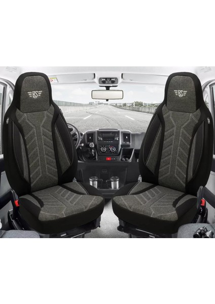 PLKT200 Serisi 1+1 Pilot Karavan Oto Koltuk Kılıfı / 204 Siyah - Siyah