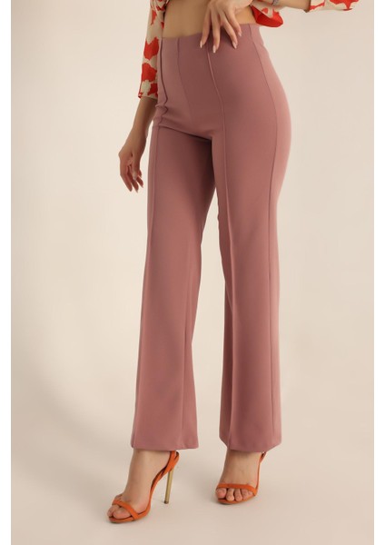 Kadın Çimalı Likralı Yüksek Bel Ispanyol Paça Pantolon modelleri