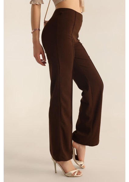 Kadın Çimalı Likralı Yüksek Bel Ispanyol Paça Pantolon fiyatları