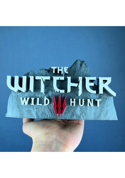 The Witcher 3: Wild Hunt Gri Beyaz Logo Figür - Şık Koleksiyon Parçası