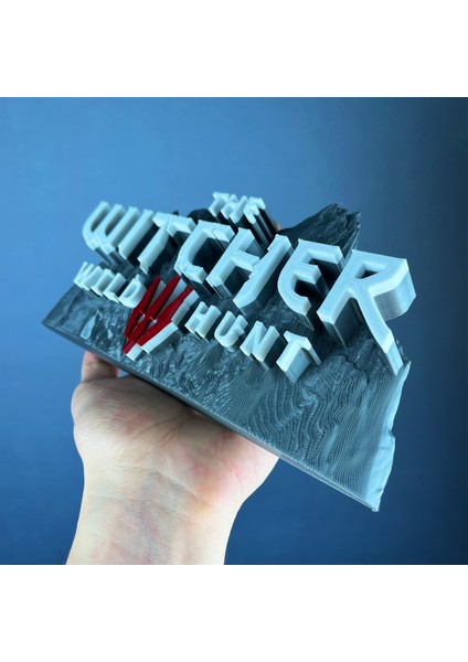 The Witcher 3: Wild Hunt Gri Beyaz Logo Figür - Şık Koleksiyon Parçası