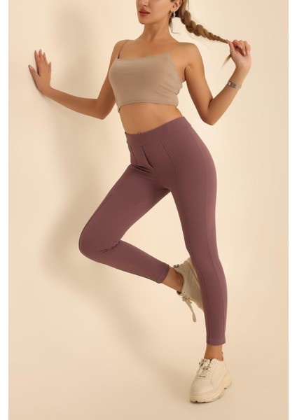 Kadın Beli Lastikli Likralı Çimalı Çelik Tayt fırsatları