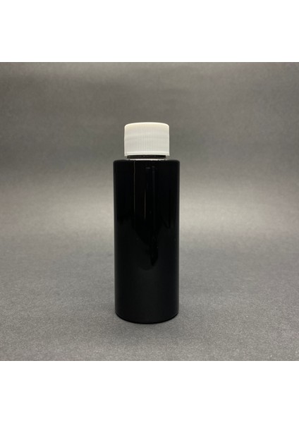 100 cc Siyah Silindir (17GR) Sert Pet Şişe - Beyaz Contalı Kapaklı- Ağız Çapı 24MM x 10 Adet
