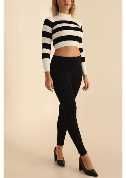 Kadın Beli Lastikli Likralı Çimalı Çelik Tayt modelleri